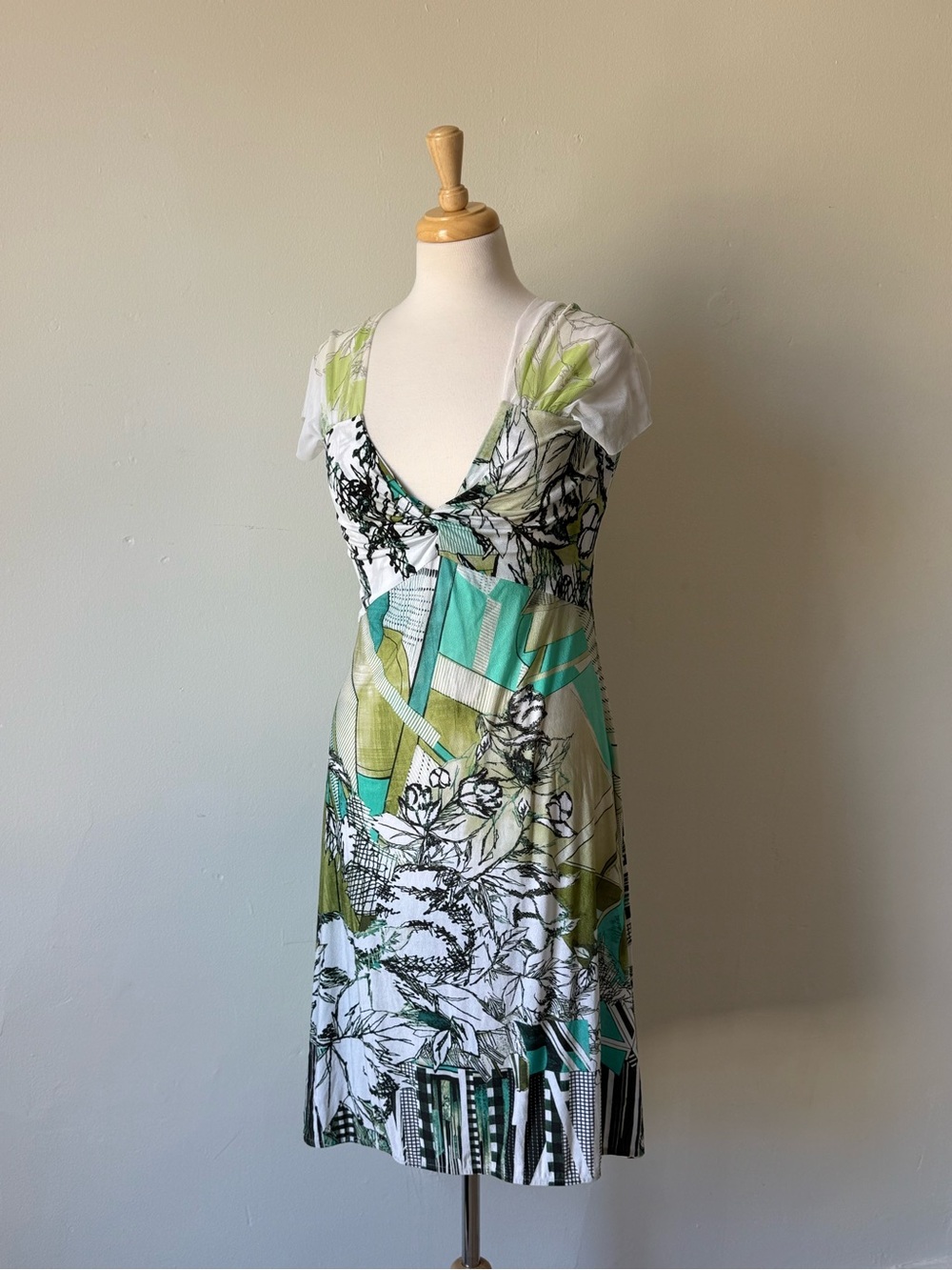 Save the Queen Italy Abstract Botanical Midi Dress Size M
